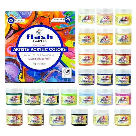 Flash Acrylic Colour Set For Adults Kids Professionals-25 Acrylic ...