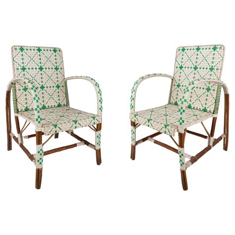 French Pair of Woven Cane Chairs, 1950s For Sale at 1stDibs