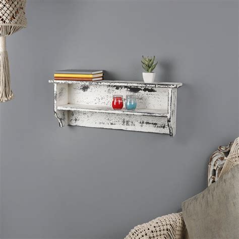 Wooden Shelf 2 Tier Wall Mounted - White – The Decor Mart