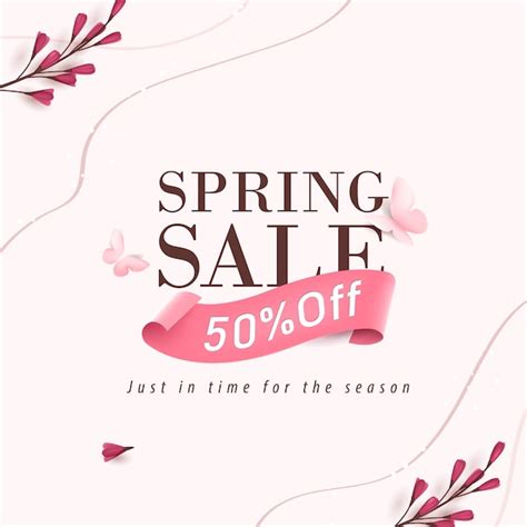 Spring sale header or banner design promotion layout with fresh bloom ...