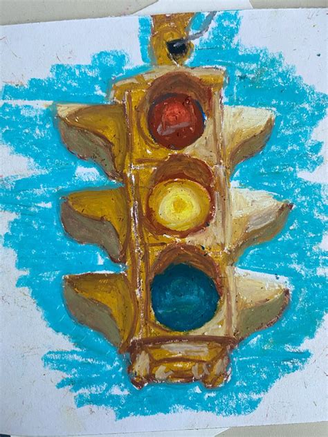 traffic light oil pastel drawing | Oil pastel drawings, Art inspiration ...