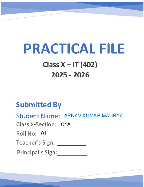 IT Practical File Class X IT (402) AY 2025-26 - Studocu