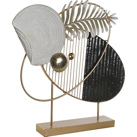 Décoration métal abstraite dorée blanc noir style moderne 56 x 8,5 x 55 ...