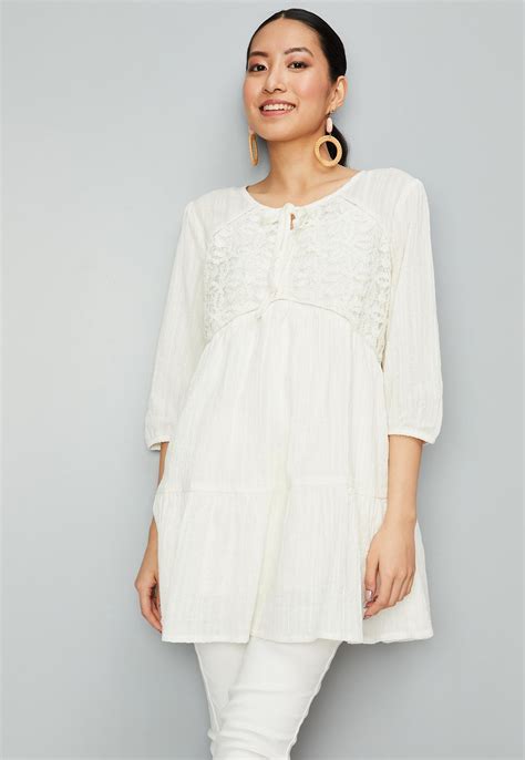 Buy Women Lace Tie-up Neck Tunic Online at just Rs. 899.0 ...