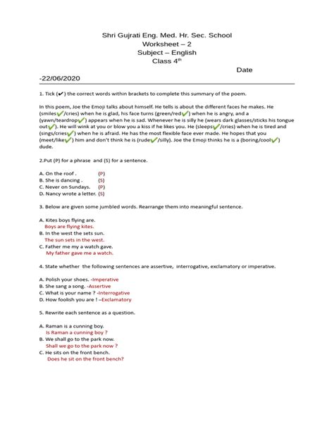 Image result for 4th Class English Worksheet