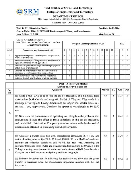 LLT1 QP EMI Simulation Study - SRM Institute of Science and Technology ...