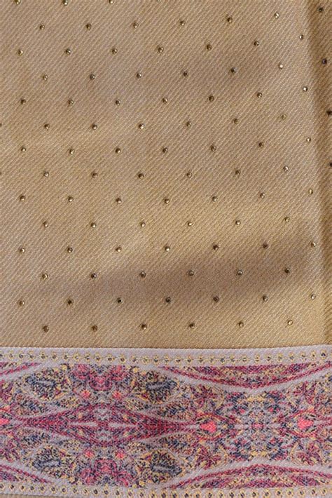 Beautiful Woolen Suit fabric with printed Kani patterns & swarovski st ...