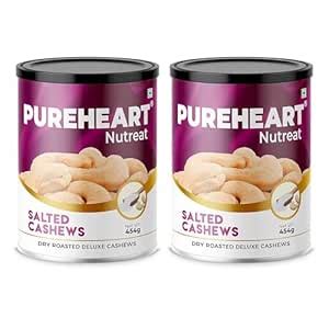 Pureheart Nutreat Roasted Salted Cashews (454 gm, Pack of 2 ...
