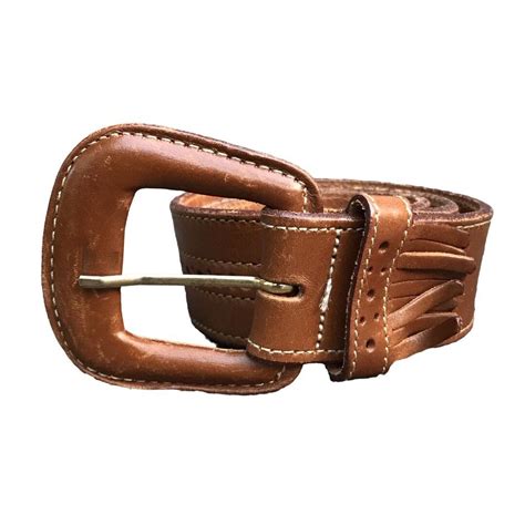 Awesome vintage 1990s brown leather belt with cute... - Depop