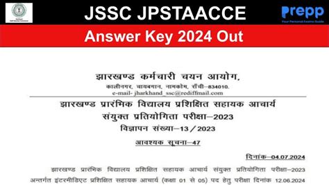 JSSC JPSTAACCE Answer Key 2024 Out at jssc.nic.in: Objection Window Live