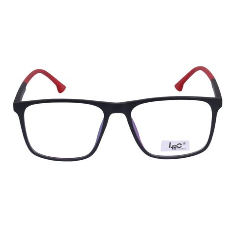 Black & Red Square Rimmed Eyeglasses - L120 – LEO Eyewear