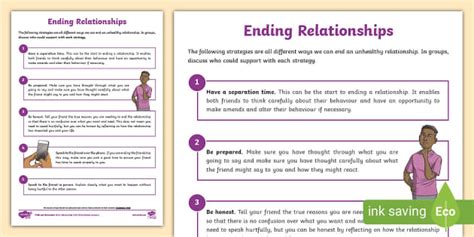Ending Relationships Discussion Sheet (teacher made)