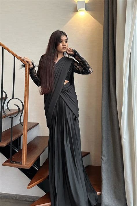 Black Color Ready To Wear Lehenga Saree For Sangeet - Anaya Designer Studio