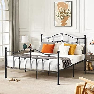 Buy VECELO Queen Size Bed Frame, Metal Platform Mattress FoundationBox ...