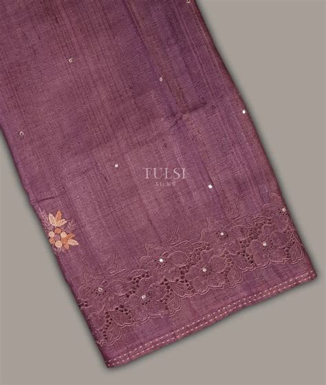 Buy Purple Tussar Cutwork Saree T694664