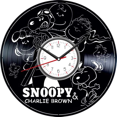 Snoopy and Charlie Brown Black Vinyl Clock - Vintage India | Ubuy