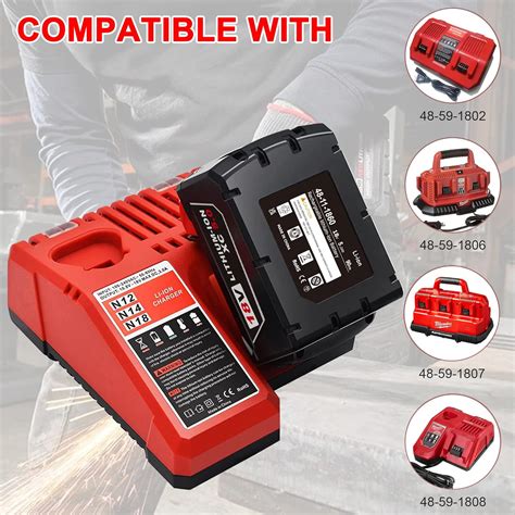 S SKSTYLE Batería de 5.0Ah para Milwaukee M18 48-11-1850 Paquete de 2 ...