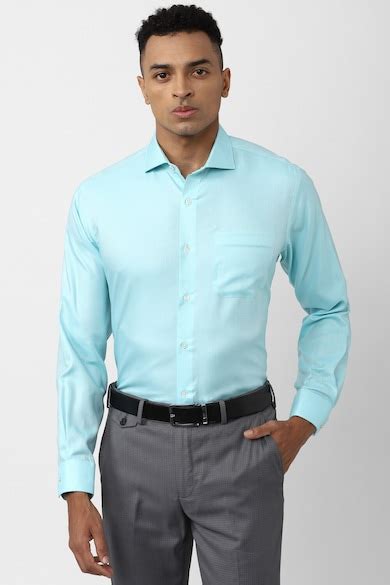 Buy Men Blue Regular Fit Solid Full Sleeves Formal Shirt Online ...