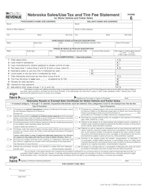 6 Nebraska Sales/Use Tax And Tire Fee Statement - Revenue Ne - Fill and ...