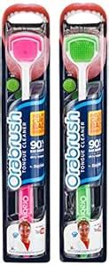 Orabrush Couple Pack Tongue Cleaner - Pack of 2 (Pink/Green) : Amazon ...