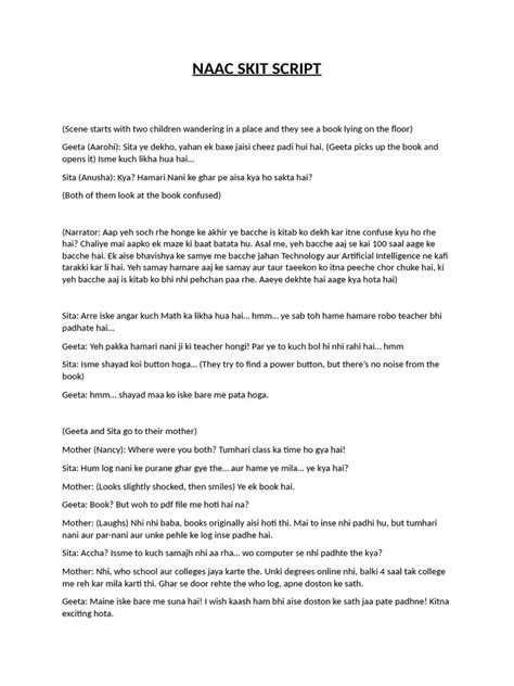 Image result for Example of Skit Script