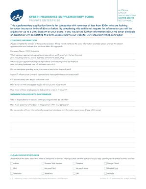 CYBER INSURANCE SUPPLEMENTARY FORM - Fill and Sign Printable Template ...