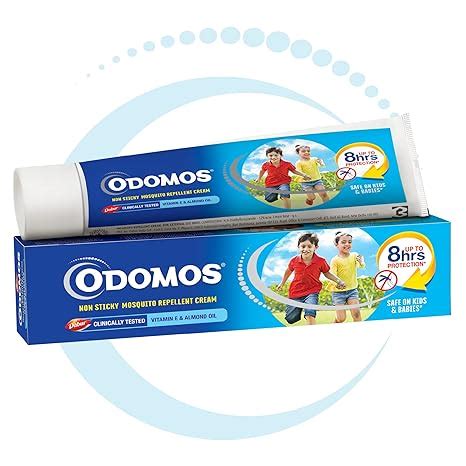 Odomos Non-Sticky Mosquito Repellent Cream With Vitamin E & Almond ...