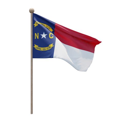 Free North Carolina 3d illustration flag on pole. Wood flagpole ...