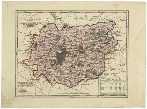 Antique Map of the province of Brabant in Belgium by Veelwaard