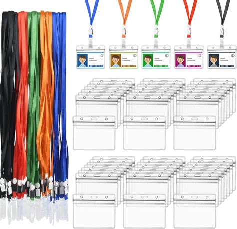 Lanyards with id Holder Name Badges 50 Pcs Horizontal Name Tag Badge Id ...