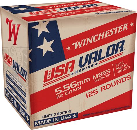 Winchester USA VALOR 5.56x45mm NATO 62 grain Green Tip (M855) Full ...