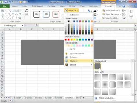 Excel 2010 Add or Change a Gradient, Texture, or Picture Fill - YouTube