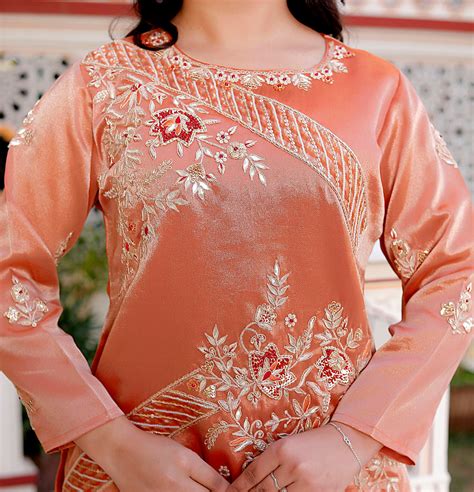 Peach Silk Handwork Co-Ord Set – Vintasa