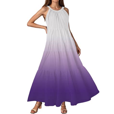 UoCefik Womens Maxi Dress 2025 Sleeveless Summer Dresses Casual Tiered ...