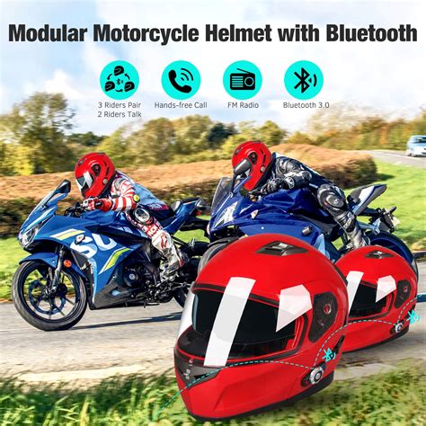 FreedConn Motorcycle Bluetooth Helmet BM2-S Flip Up Modular Bluetooth ...