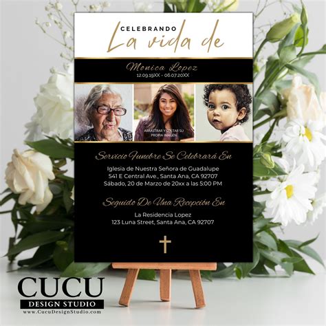 Spanish Funeral Invite Card | Spanish in Loving Memory Invite | Spanish ...