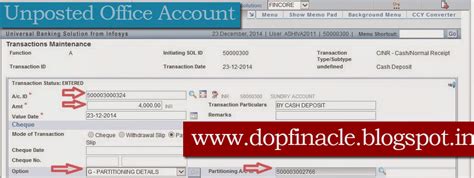Office Account Overview in DOP Finacle