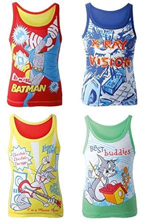 Buy BODYCARE Tom & Jerry Printed Boys Vest Pack of 4 Multicolour (Color ...