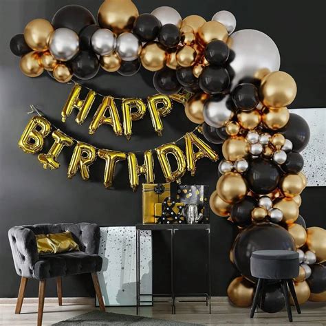 141pc Black Gold And Silver Balloon Garland Arch Kit, Metallic Gold ...