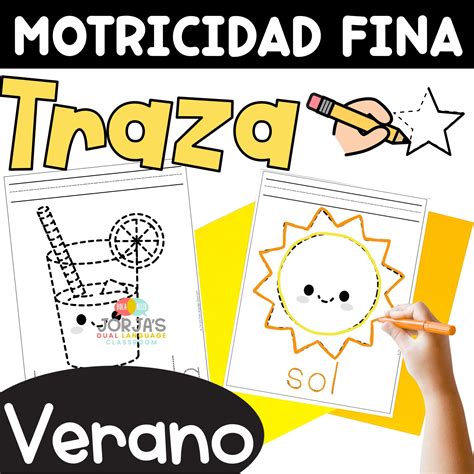 Motricidad fina Traza Ejercicios Verano Summer in Spanish Fine Motor Skills - Jorja's Dual ...