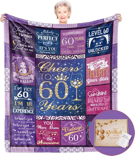 Amazon.com: 60th Birthday Gifts Women Blanket 60"x50", 60th Birthday ...