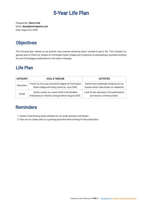 10 Year Life Plan Template - Google Docs, Word, Apple Pages, PDF ...