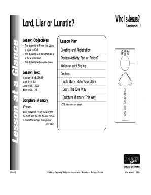 Fillable Online kiccnepal Lord, Liar or Lunatic? Who Is Jesus? - KICC ...