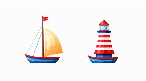 Blue and red sailboat icon set for azure waters adventures | Premium AI ...