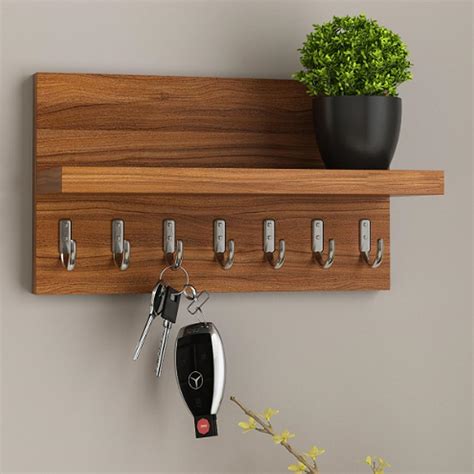 GLOBALFURNITUREHUB Sheesham Wood Key Stand for Wall | Wooden Key Holder ...