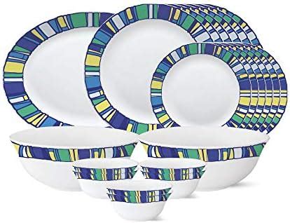 Larah by Borosil Cripper Fluted Series Opalware Dinnerset | 21 Pieces ...