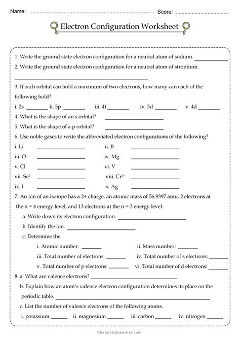 Image result for Electron Configuration Worksheet Answer Key