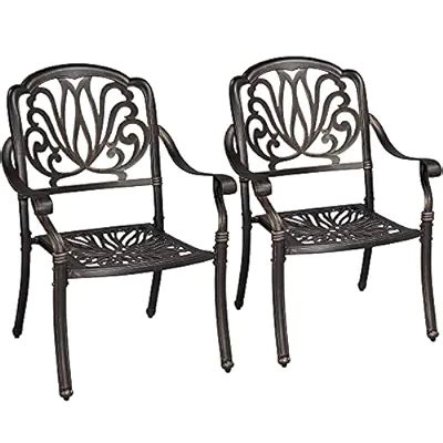 Buy Yaheetech Cast Aluminum Dining Chairs Set of 2, Stackable Patio ...