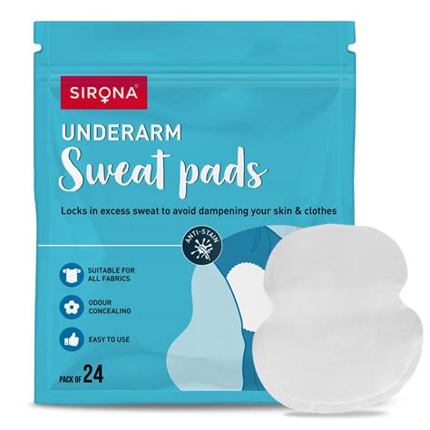 Sirona Disposable Underarm Sweat Pads for Men and Women, 24 Pads (Pack ...