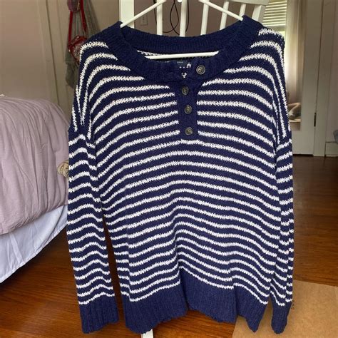 blue striped american eagle sweater SO COMFY - Depop